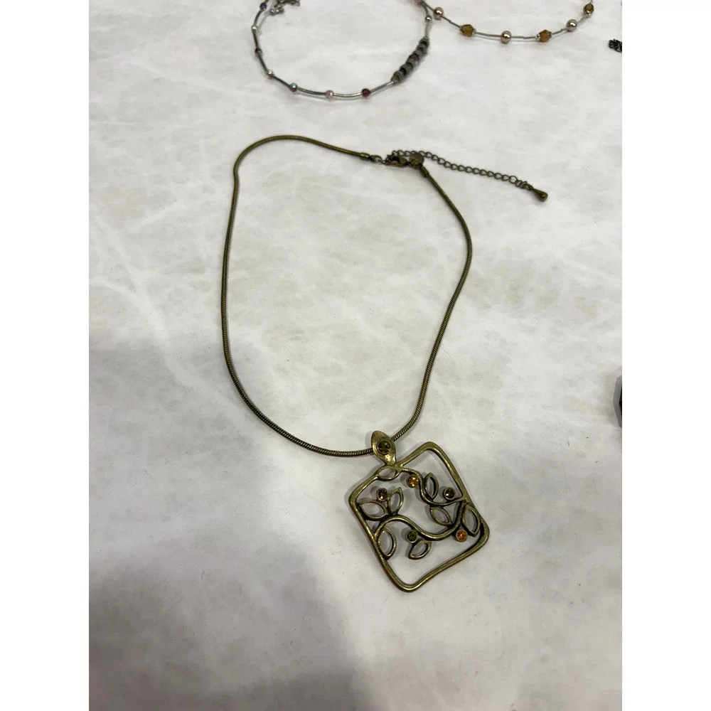 Lia‎ Sophia Necklace Lot 4pc Beaded Pendant Station Gunmetal Brass Tone Jewelry